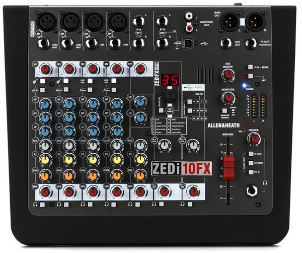 AH-ZEDI10FX 4 MIC/LINE 2 WITH ACTIVE D.I., 2 STEREO INPUTS4 CHANNEL 24/96KHZ USB INTERFACE, 3-BAND EQ,"